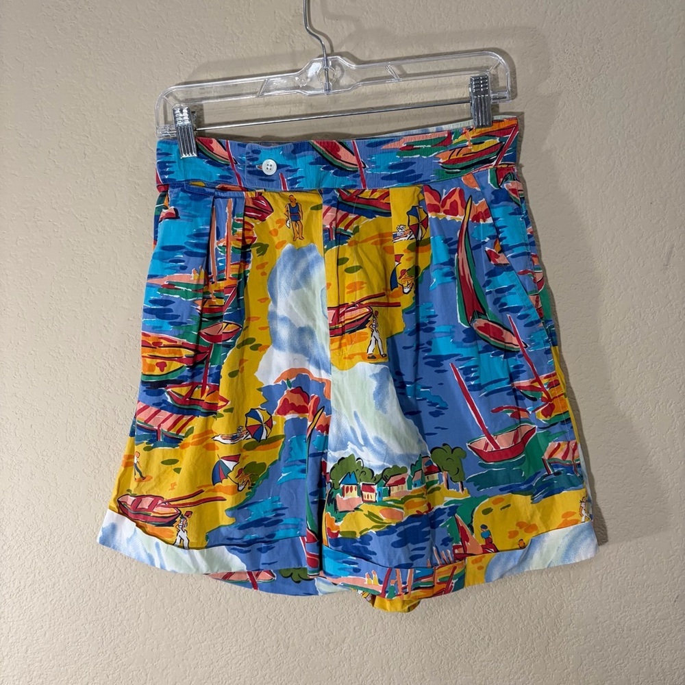 Vtg RALPH LAUREN POLO BEACH BOAT SKI BEAR STADIUM Shorts Womens Sz 8 Retro Beach